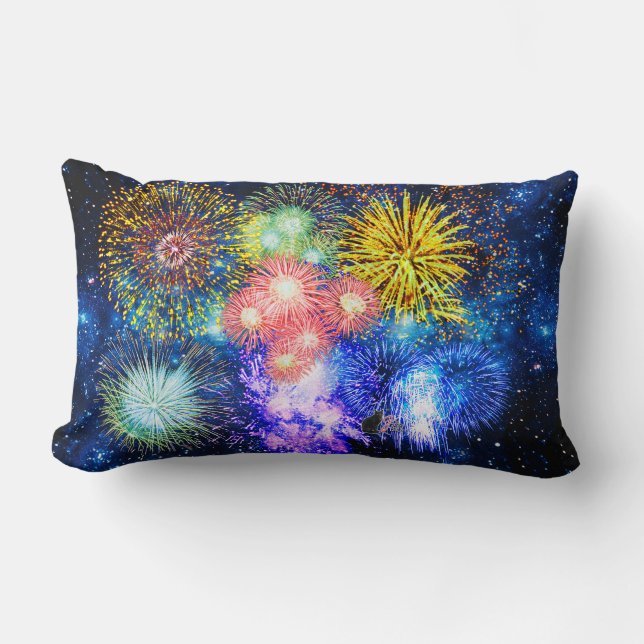 Coussin Rectangle Explosion de Feux d'Artifice (Recto)