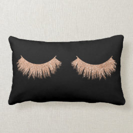 Coussin Rectangle Eyelashes Noir Moderne Design Maquillage Jeu d'Ore