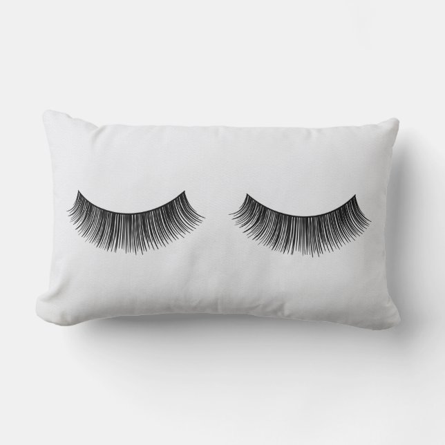 Coussin Rectangle Eyelashes Noirs en blanc (Recto)
