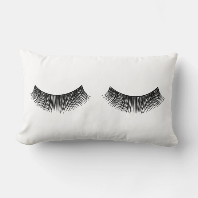 Coussin Rectangle Eyelashes Noirs en blanc (Recto)