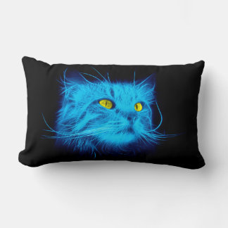 Coussin Rectangle Face de chat bleu