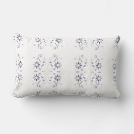 Coussin Rectangle Faded Blue and White Floral Pattern