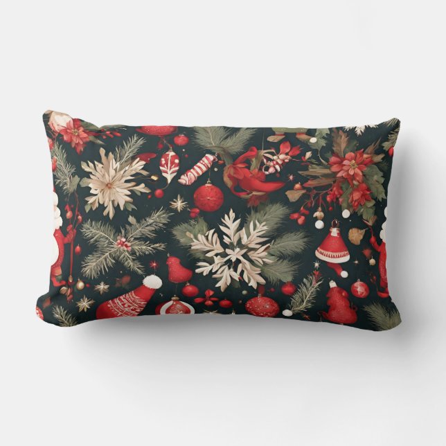 Coussin Rectangle fairytale Christmas decorations, flowers, leaves (Recto)