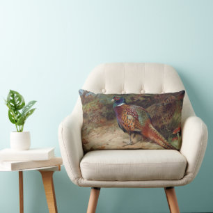 Coussin Rectangle Faisan vintage de coq et de poule