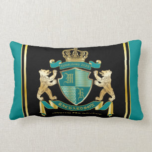 Coussin Rectangle Faites votre propre armoiries Turquoise Emblème d'