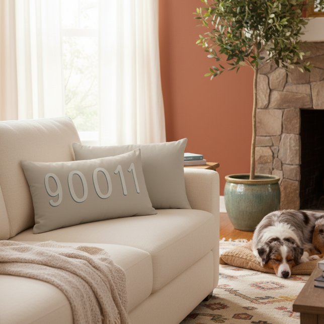 Coussin Rectangle Faites votre propre crème Beige Accueil Code zip C (Stylish neutral color ZIP code lumbar pillow!)