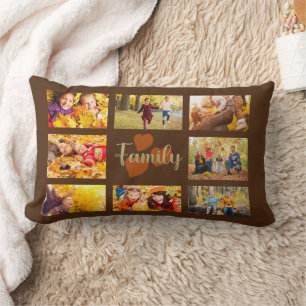 Coussin Rectangle Famille 8 Photo Automne Automnal Brun Or Cœurs