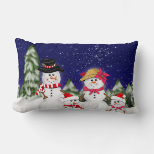 Coussin Rectangle Famille de bonhomme de neige d'hiver