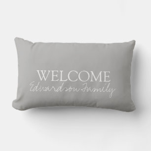 Coussin Rectangle Famille moderne gris tendance monogramme nom lumba