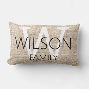 Coussin Rectangle Famille Monogrammée Linen Rustique