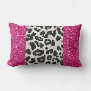 Coussin Rectangle  Faux Parties scintillant Empreinte de léopard Lum
