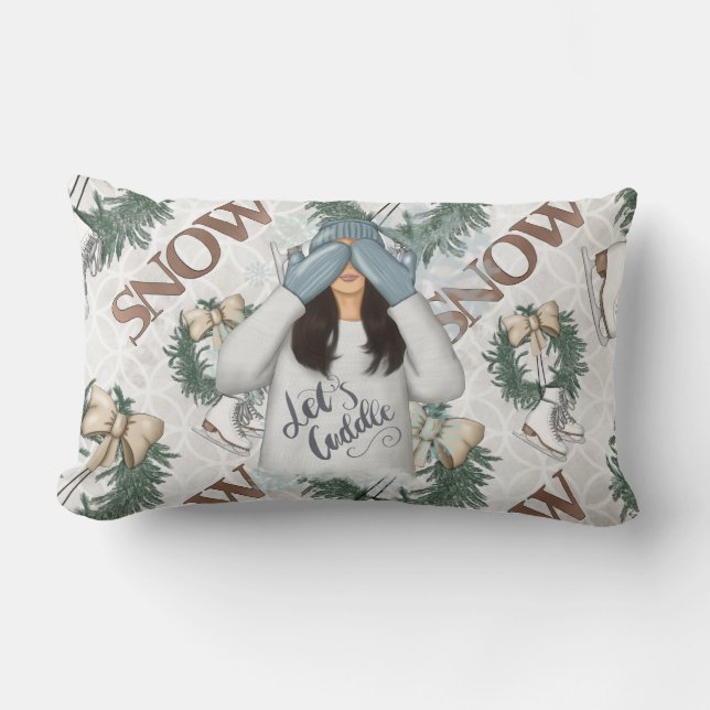 COUSSIN RECTANGLE FEMME DE CUDDLE AVEC DES BOWS & GLACES (Recto)