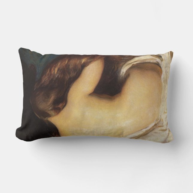 Coussin Rectangle Femme qui pleure ses cheveux (par Joseph DeCamp) (Recto)
