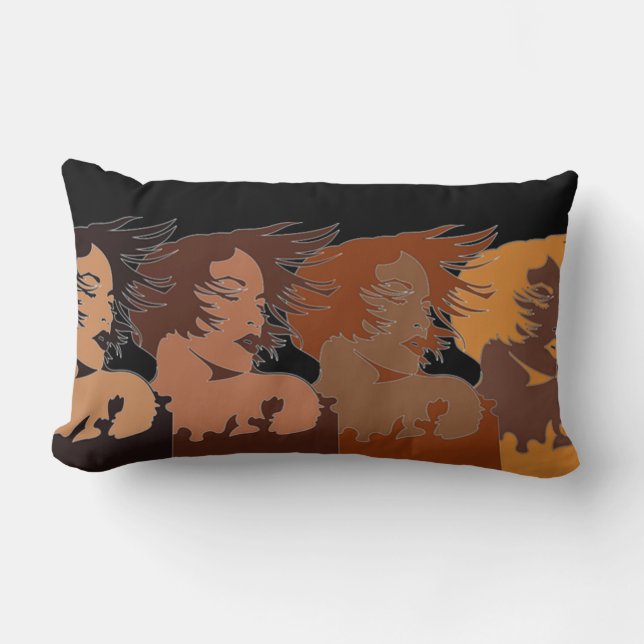 Coussin Rectangle Femmes ethniques dans l'oreiller de vent (Recto)