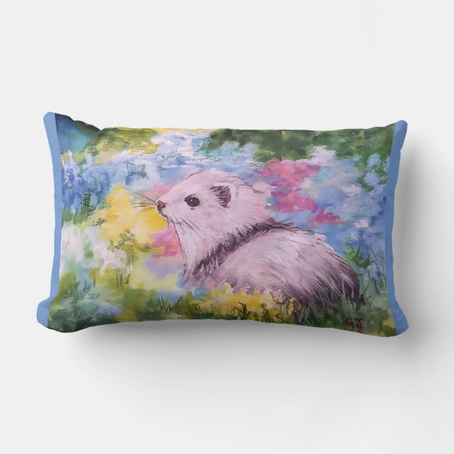 COUSSIN RECTANGLE FERRETS JARDIN DE PRINTEMPS JETER PILLOW (Recto)