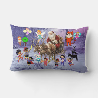 Coussin Rectangle Festive Enchanter Noël neigeux et Père Noël