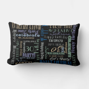 Coussin Rectangle Fête d'anniversaire ! NOM et ÂGE personnalisés du