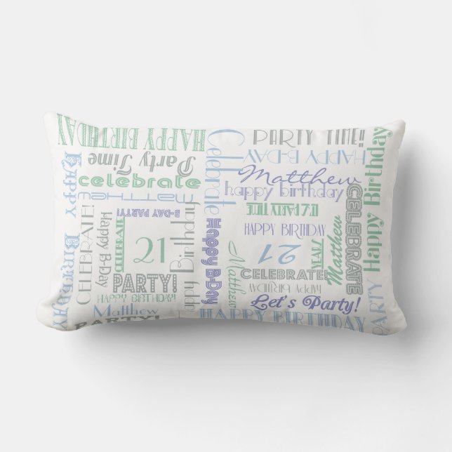 Coussin Rectangle Fête d'anniversaire ! NOM et ÂGE personnalisés du  (Recto)
