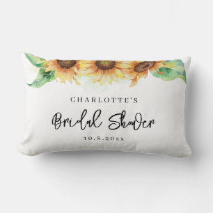 Coussin Rectangle Fête des mariées de tournesol à l'aquarelle floral