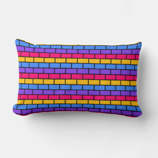 Coussin Rectangle Fête Vibrante Rose Chaud, Jaune, Bleu, Violet