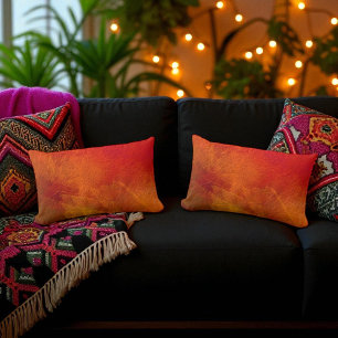 Coussin Rectangle Feu - Art Abstrait d'automne en Orange, Jaune, Rou