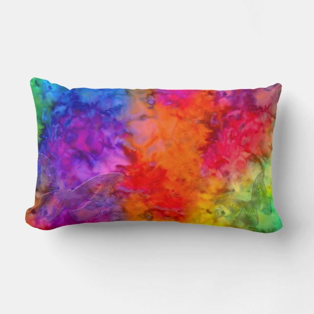 Coussin Rectangle [Feu et glace] Arc-en-ciel Papillon Boho Cravate-T (Recto)