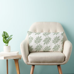 Coussin Rectangle Feuille aînée grand motif 2Way vert+blanc