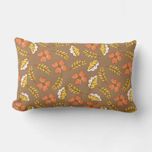 Coussin Rectangle Feuilles d'automne en chute chaude avec fleurs