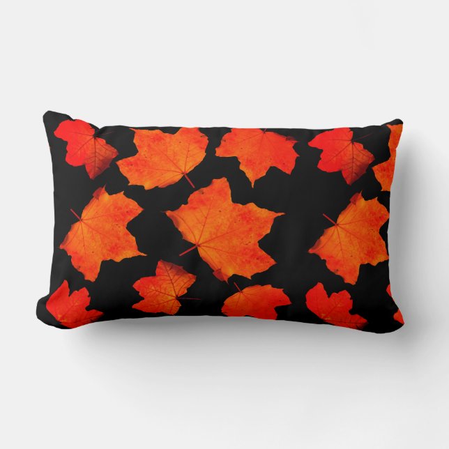 Coussin Rectangle Feuilles d'automne Maple Tree Folift Orange Black  (Recto)