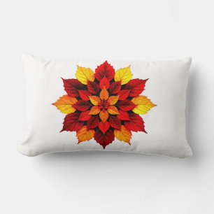 Coussin Rectangle Feuilles d'automne Rouge Jaune Orange Botanique Fl
