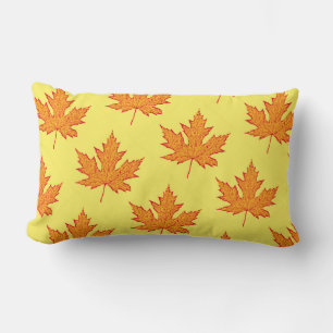 Coussin Rectangle Feuilles de chêne - or orange et moutarde