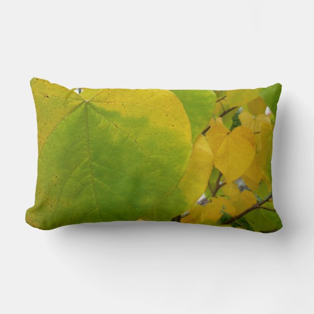Coussin Rectangle Feuilles rouges jaunes et verts (Recto)