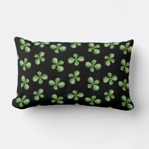 Coussin Rectangle Feuilles succulents verts sur noir