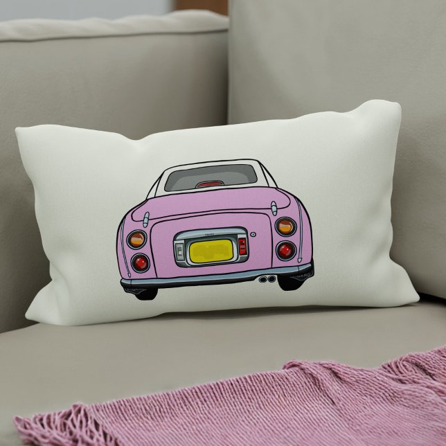 Coussin Rectangle Figarines Jolie rose Figaro Voiture Plaid Silhouet (A fun pink figgy lumbar pillow for your car or home. You can easily change the background colour)