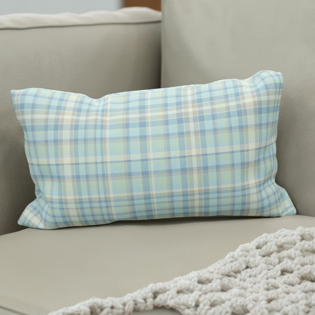 Coussin Rectangle Figarines Tartan de Printemps moderne Figaro Plaid (Fun spring tartan lumbar pillow for your car or home. )