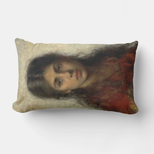 Coussin Rectangle Fille au châle rouge (par Alexei Harlamoff) (Recto)