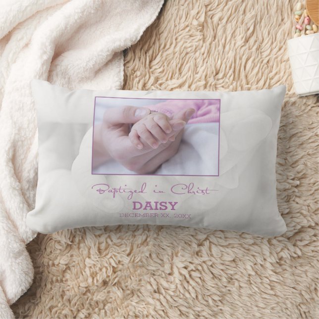 Coussin Rectangle Fille Baptême Félicitations pour Baby Personnalisé (Couverture)