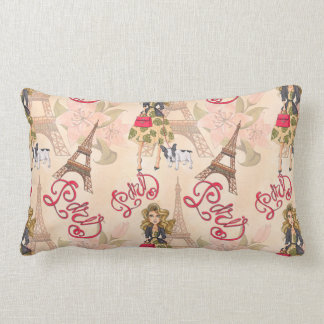 Coussin Rectangle Fille de mode dans le motif de Paris