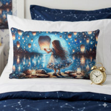 Fille du lac à la lanterne éclairée par la lune
