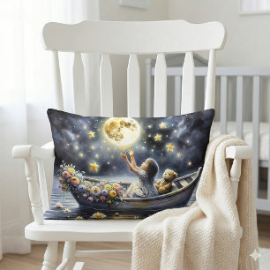 Coussin Rectangle Fille Fantasque Scène de Rêve Lunaire