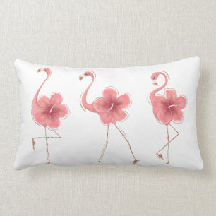 Coussin Rectangle Flamant rose & Hibiscus