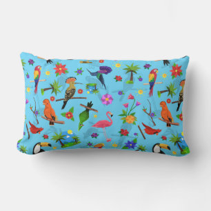 Coussin Rectangle Flamant rose Toucan Et Arara Motif Oiseaux Sans Me