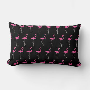 Coussin Rectangle Flamants roses mignons en noir