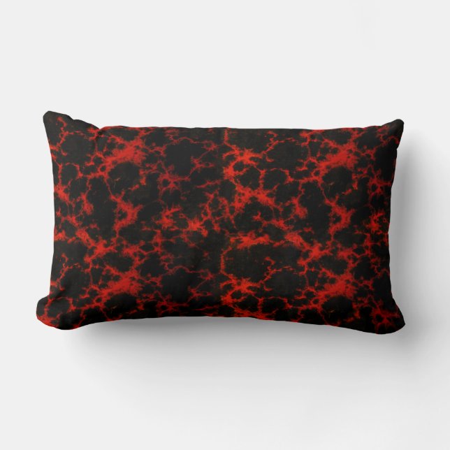 Coussin Rectangle Flammes rouges et noires repérées vibrantes (Recto)