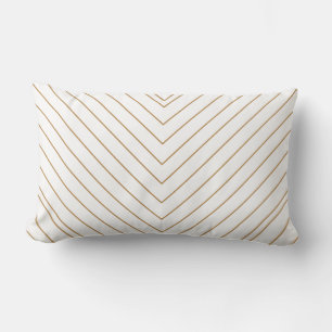 Coussin Rectangle Flèches & Monogrammes Art Déco Blanc & Or Classiqu
