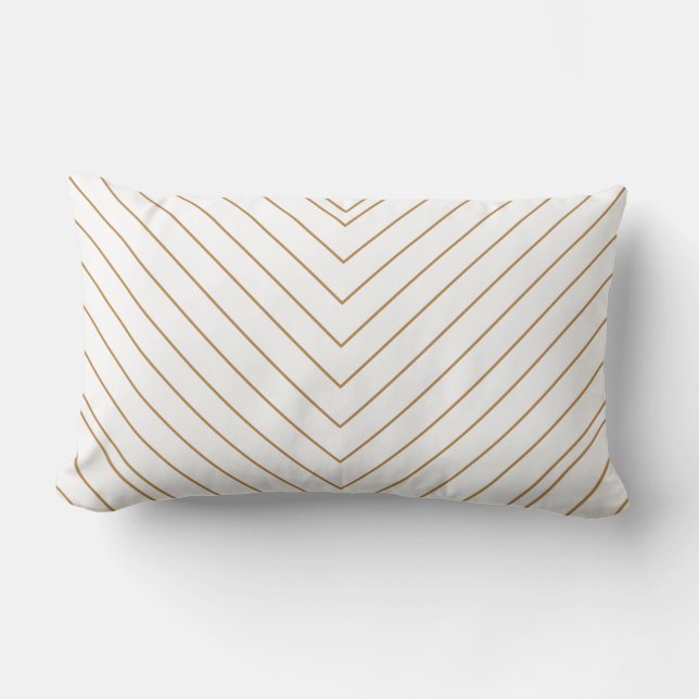 Coussin Rectangle Flèches & Monogrammes Art Déco Blanc & Or Classiqu (Recto)