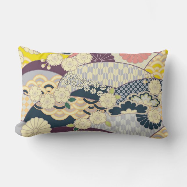 Coussin Rectangle Fleur de cerisier japonais Floral Rouge Blanc (Recto)