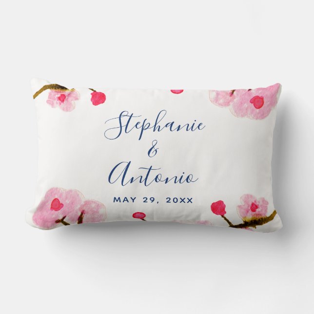 Coussin Rectangle Fleur de cerisier rose vif (Recto)