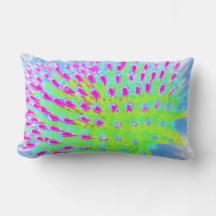 Coussin Rectangle Fleur de cône Abstrait verte et violette de chaux