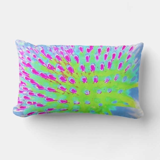 Coussin Rectangle Fleur de cône Abstrait verte et violette de chaux (Recto)